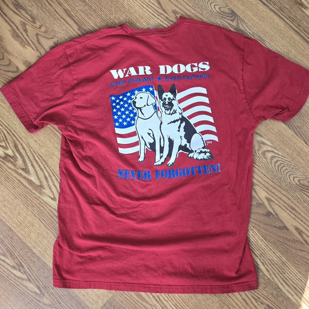 Red Cotton T-shirt War Dog Memorial USA Patriotic Graphic Next Level America /XL